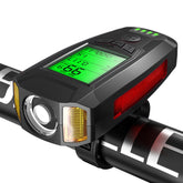 Front Light (With Fog Light) & Horn & Speedometer Multifunctional Bicycle Mountain Bike Headlight, Code Watch (Blue), Code Watch (Red), Code Watch (Black)