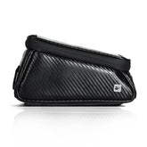 Rhinowalk Bicycle Front Tube Bag Waterproof Mobile Phone Touch Screen Multi-function Bicycle Handlebar Bag, Carbon Fiber Black, Matt Black