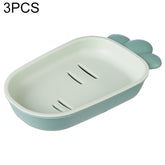 3 PCS Creative Cute Drain Double-layer Household Toilet Soap Box with Lid Soap Holder, Green, White, Yellow, Pink
