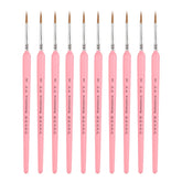 WeiZhuang Hook Line Pen Painting Hand-painted Watercolor Wolf Mint Hook Line Pen Painting Stroke Thin Line Brush, 10 PCS 5 Pink, 10 PCS 6 Pink, 10 PCS 7 Pink, 11 PCS Full Sets Pink