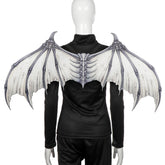 Halloween Carnival Party Props Creative Foldable Non-woven Fabric Devil Bone Wings, White Black Bone, Black White Bone