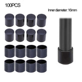 100 PCS Plastic Chair Feet Protectors Black Anti-skid Furniture Legs Table Base Cap Floor Protector Cover, 16mm, 19mm, 22mm, 25mm