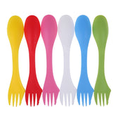 2 Set 3 In 1 Outdoor Camp Tableware Heat Resistant Spoon Fork Knife Camping Hiking Utensils (6pcs=1set), 2 Set