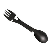 2 PCS 5 in 1 Multi-functional Outdoor Tools Stainless Steel Camping Survival EDC Kit Practical Fork Knife Spoon Bottle/Can Opener