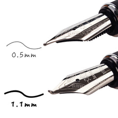 X750 Stationery Stainless Steel Fountain Pen Medium Nib Ink Pens School Oiifice Gift, 0.5mm, 1.1mm