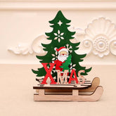 Christmas Decorations Christmas Painted Wooden Assembly DIY Sleigh Car Decoration Jigsaw Puzzle Gift, Small, Large