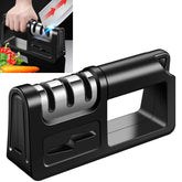 Three-Stage Kitchen Sharpener Multi-Function Kitchen Knife Scissors Sharpening Stone, Specification:Diamond Cutter Head, Color:Red, Ordinary Cutter Head Black, Diamond Cutter Head Black, Ordinary Cutter Head Red, Diamond Cutter Head Red