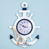 Mediterranean Style Blue And White Rudder Clock Wall Clock Home Living Room Bedroom Decoration Wooden Crafts, Pisces, Sailing