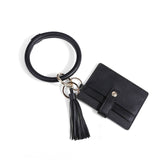 Wrist Ring PU Leather Card Case Key Chain Coin Purse, Coffee Leopard, White Leopard, Black, White Snake, Black Snake