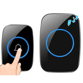 CACAZI A10 300m Long Range No Battery Waterproof LED Light Smart Wireless Doorbell, EU Plug