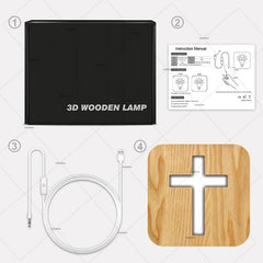 Cross Pine Craft Table Lamp Wooden LED Night Light, Cross