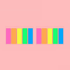 5pcs Fluorescent Transparent Small Sticker Note Indicator Label Index Sticker, 7660 (One Box), 7661 (One Pack), 7662 (One Pack), 7663 (One Pack), 7664 (One Pack), 7665 (One Pack)