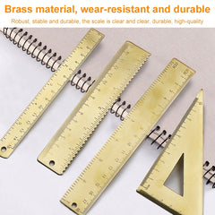Brass Retro Drawing Ruler Measuring Tools, 0-10cm Isosceles Triangle Ruler, 0-10cm Right Angle Triangle Ruler, 0-15cm Wave Ruler, 0-15cm Ruler, 0-18cm Ruler, 0-120mm Caliper Single Scale, 0-180 Degree Protractor, 0-120mm Caliper Double Scale