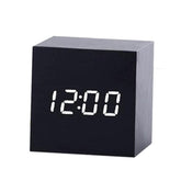Multicolor Sounds Control Wooden Clock Modern Digital LED Desk Alarm Clock Thermometer Timer, Black White, Black Red, Black Blue, Black Green, White Red, White Blue, White Green, Wooden White