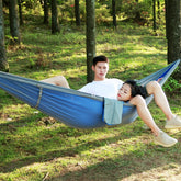 1-2 Person Outdoor Mosquito Net Parachute Hammock Camping Hanging Sleeping Bed Swing Portable Double Chair, 260 x 140cm, 260x140cm Blue Grey, 260x140cm Pink, 260x140cm Pink Blue, 260x140cm Green, 260x140cm Yelliw Green, 260x140cm Dark Blue