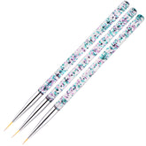 3pcs / Set Nail Art Brush Tool Acrylic Nail Crystal Carving Phototherapy Drawing Pen, Silver Tube, Golden Tube
