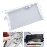 Nylon Simple Transparent Mesh Pencil Case Office School Supplies, Big Black, Big White, Big Grey, Small Black, Small White, Small Grey