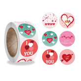 5 PCS Olled Round Valentines Day Heart Gift Decoration Sticker Label, Valentines Day Heart Sticker