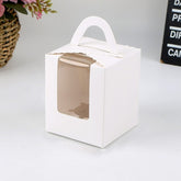 30 PCS Transparent Window 1 Piece Cardboard Portable Cup Cake Box Mousse Pastry Box, White, Gold, Marble, Cowhide Color, Blue, Black, Pink, Green, Red