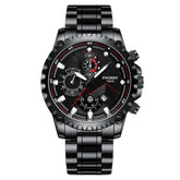 FNGEEN 5055 Men Waterproof Sports Fashion Stainless Steel Watch, Black Steel Black Surface, White Steel Black Surface, White Steel White Surface, Black Leather Black Steel Black Surface, Black Leather White Steel Black Surface