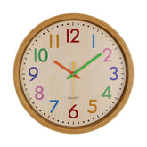 12 Inch Living Room Creative Color Wood Grain Wall Clock Quartz Clock Classroom Children Personality Wall Clock, Wood Grain Wall Clock