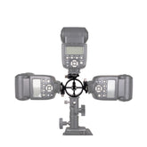 2 PCS Round Field 3 Triple Head Hot Shoe Mount Adapter Flash Holder Bracket Light Stand Holder, Round Triple Heads Bracket