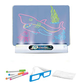 3D Fluorescent Drawing Board Magic Luminous Three-Dimensional Writing Board Graffiti Board Lighting Puzzle Children Drawing Board,Style:, Medium Drawing Board (Space Version), Medium Drawing Board (Dinosaur Version)