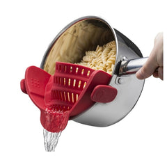 Wide Mouth Silicone Drainer Pot Side Drain To Block Fruit Noodle Strainer, Green, Red, Dark Gray, Black, Purple, Orange