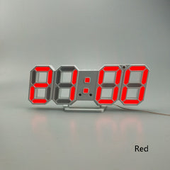 6609 3D Stereo LED Alarm Clock Living Room 3D Wall Clock, White, Red, Green, Blue, Orange, Pink, Black Frame White Light, Black Frame Blue Light, Black Frame Orange Light, Black Frame Pink Light, Black Frame Green Light, Black Frame Red Light