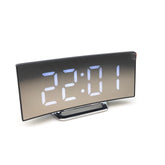 6507 Curved Big Screen Electronic Clock LED Mirror Mute Alarm Clock, White, Red, Green