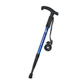 JUNGLELEOPARD Four-Section Curved Handle Aluminum Alloy Trekking Pole, Blue#52-110cm, Silver White#52-110cm, Red#52-110cm, Black#52-110cm