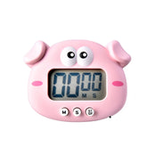 Kitchen Baking Cartoon Animal Electronic Timer Alarm Clock Student Learning Timer, Pink Pig, Yellow Chicken, Green Frog, Pink Frog