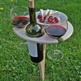 Wooden Lawn Folding Wine Rack Inserted Wine Rack Outdoor Picnic Wine Rack Folding Table, 20cm