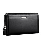 LEINASEN A80 Multi-Card Men Hand Bag Double Zip Big Capacity Wallet, Brown, Black
