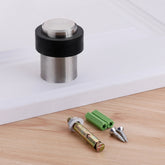 Rubber Anti-Collision Door Gear Punching Stainless Steel Round Door Resistant Home Floor-Shaped Cylindrical Door Touch, 46mm Punch, 60mm Punch, 80mm Punch, 46mm Punch-free, 60mm Punch-free, 80mm Punch-free, Brushed Steel 46mm With Plastic Head+Punch-fr...