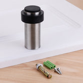 Rubber Anti-Collision Door Gear Punching Stainless Steel Round Door Resistant Home Floor-Shaped Cylindrical Door Touch, 80mm With Plastic Head Punch