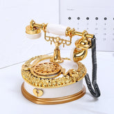 Dial Old Telephone Music Box Home Wine Cabinet Entrance Decoration Gift, White, Brown