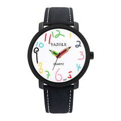 YAZOLE Personality Arabic Numeral Dial Student Watch Quartz Children Watch, 347 White Tray Black Belt, 347 White Tray Brown Belt, 347 Black Tray Black Belt, 347 Black Tray Brown Belt, 329 White Tray Black Belt, 329 White Tray Brown Belt