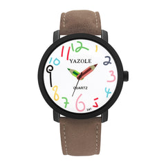 YAZOLE Personality Arabic Numeral Dial Student Watch Quartz Children Watch, 347 White Tray Black Belt, 347 White Tray Brown Belt, 347 Black Tray Black Belt, 347 Black Tray Brown Belt, 329 White Tray Black Belt, 329 White Tray Brown Belt