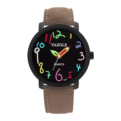 YAZOLE Personality Arabic Numeral Dial Student Watch Quartz Children Watch, 347 White Tray Black Belt, 347 White Tray Brown Belt, 347 Black Tray Black Belt, 347 Black Tray Brown Belt, 329 White Tray Black Belt, 329 White Tray Brown Belt