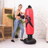 Thickened Fitness Adult Children Vertical Inflatable Non-Tumbler Boxing Column Inflatable Venting Angry Boxing Sandbag, 1.6m Red, 1.6m Black