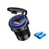 Car Motorcycle Ship Modified USB Charger Waterproof PD + QC3.0 Fast Charge, Blue Light With Terminal, Red Light With Terminal, Green Light With Terminal, Blue Light With 60cm Line, Red Light With 60cm Line, Green Light With 60cm Line