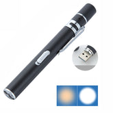 Flashlight Pupil Pen Light Yellow White Dual Light Source Dental Light LED Stainless Steel Morning Inspection Light, Flashlight Pupil Pen Light (Black), Flashlight Pupil Pen Light (Silver)