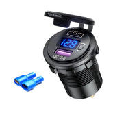 12V Modified Car USB Charger With Voltage Display PD QC3.0 Socket, With Terminal Blue Light, With Terminal Red Light, With Terminal Green Light, With 60cm Line Blue Light, With 60cm Line Red Light, With 60cm Line Green Light