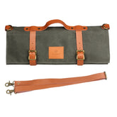 WESSLECO Canvas Roll Chef Knife Storage Bag, WESSLECO Army Green
