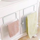 Kitchen Towel Rack Hanging Holder Cupboard Cabinet Door Back Hanger Towel Sponge Holder Storage Rack for Bathroom, White, Blue, Green, Pink