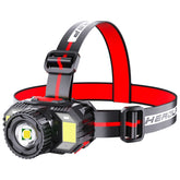 TG-TD009 LED Strong Headlamp Head-Mounted USB Rechargeable Zoom Sensor Headlamp, White Light, Yellow Light