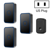 CACAZI A19 One Button Three Receivers Wireless Music Doorbell without Battery, 1 For 3 US, 1 For 3 EU, 1 For 3 UK