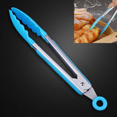 Kitchen Silicone Cooking Salad Stainless Steel Handle Food Clip, Steel Handle Food Clip(Blue), Steel Handle Food Clip(Pink), Steel Handle Food Clip(Yellow)
