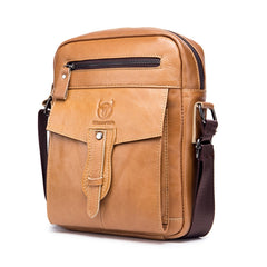 BUFF CAPTAIN 053 Men Leather Shoulder Messenger Bag First-Layer Cowhide Large Capacity Briefcase, Specification:, Large (Yellow Brown), Small (Yellow Brown), Large (Black), Small (Black), Large (Dark Brown), Small (Dark Brown)